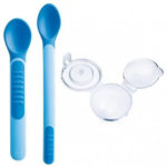 MAM 2 CUILLÈRES THERMO SENSIBLES + ÉTUI COULEUR BLEU 6+ MOIS