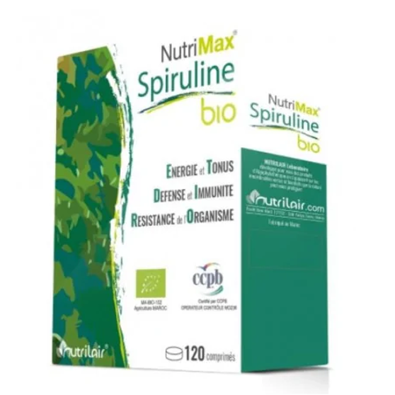 image4110 Nutrimax grand model spiruline 100% bio, 240 comprimés – Image 1