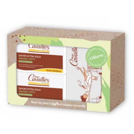 ROGE CAVAILLES SAVON PARFUME AMANDE VERTE 250G X2 +BOITE OFFERTE